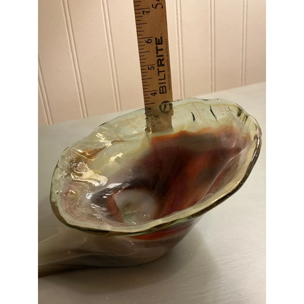 Vintage Art‎ Glass Swan Candy Dish Colorful Swirl Murano Style Catchall Bowl